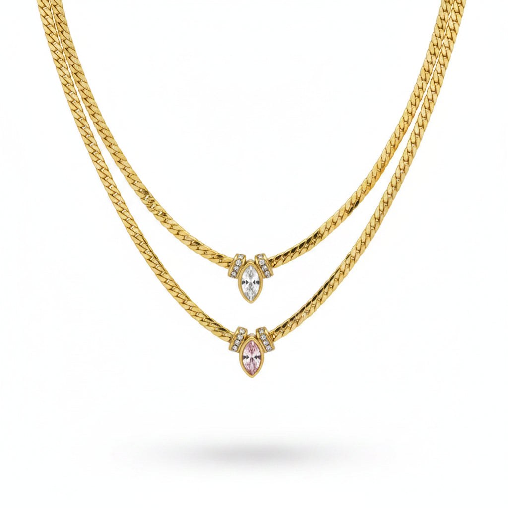 The Alba Petite Micro-Pavé Barrel Necklace