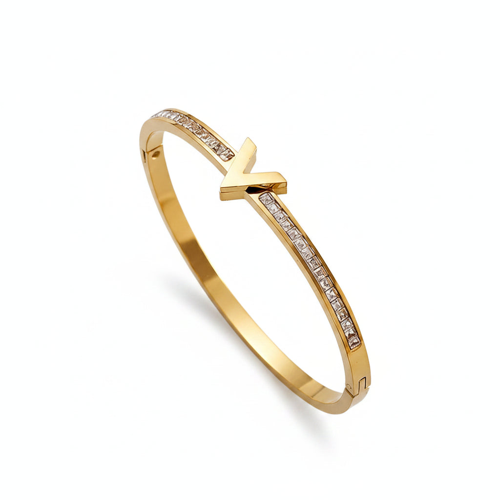 The Victoria Essential V Bangle | 18K Gold PVD