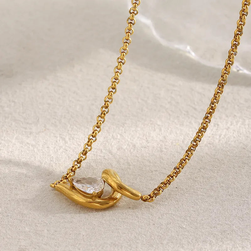 The Maeve Waterproof Abstract Wave Zircon Necklace
