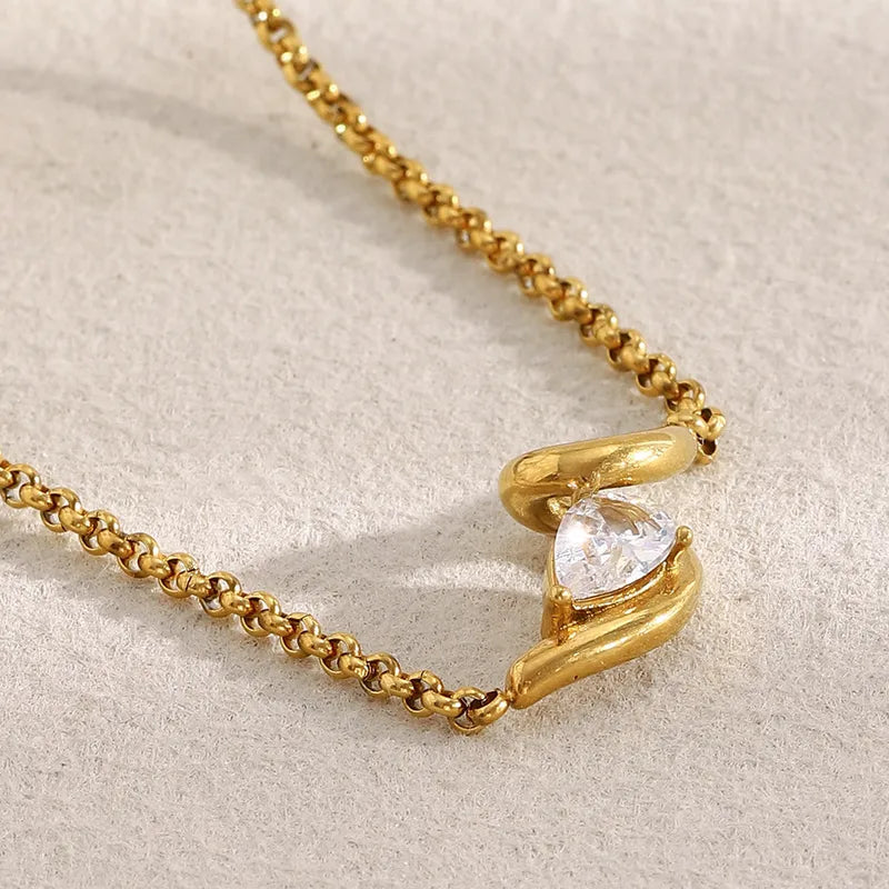 The Maeve Waterproof Abstract Wave Zircon Necklace
