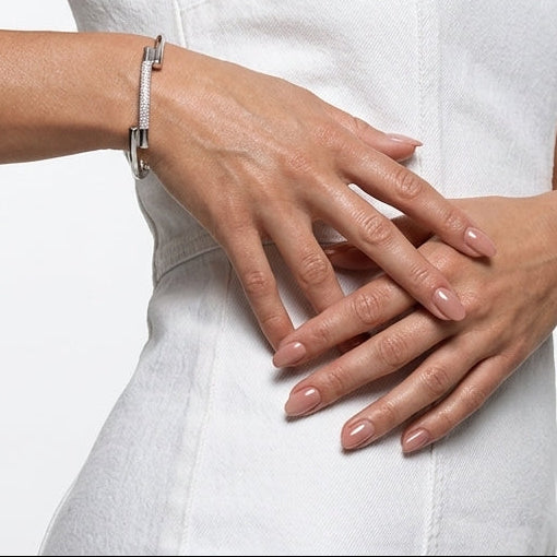 The Nexus Platinum-Tone Zircon Emblem Bangle