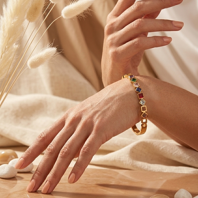 18K Gold Plated Waterproof Stainless Steel Bangle