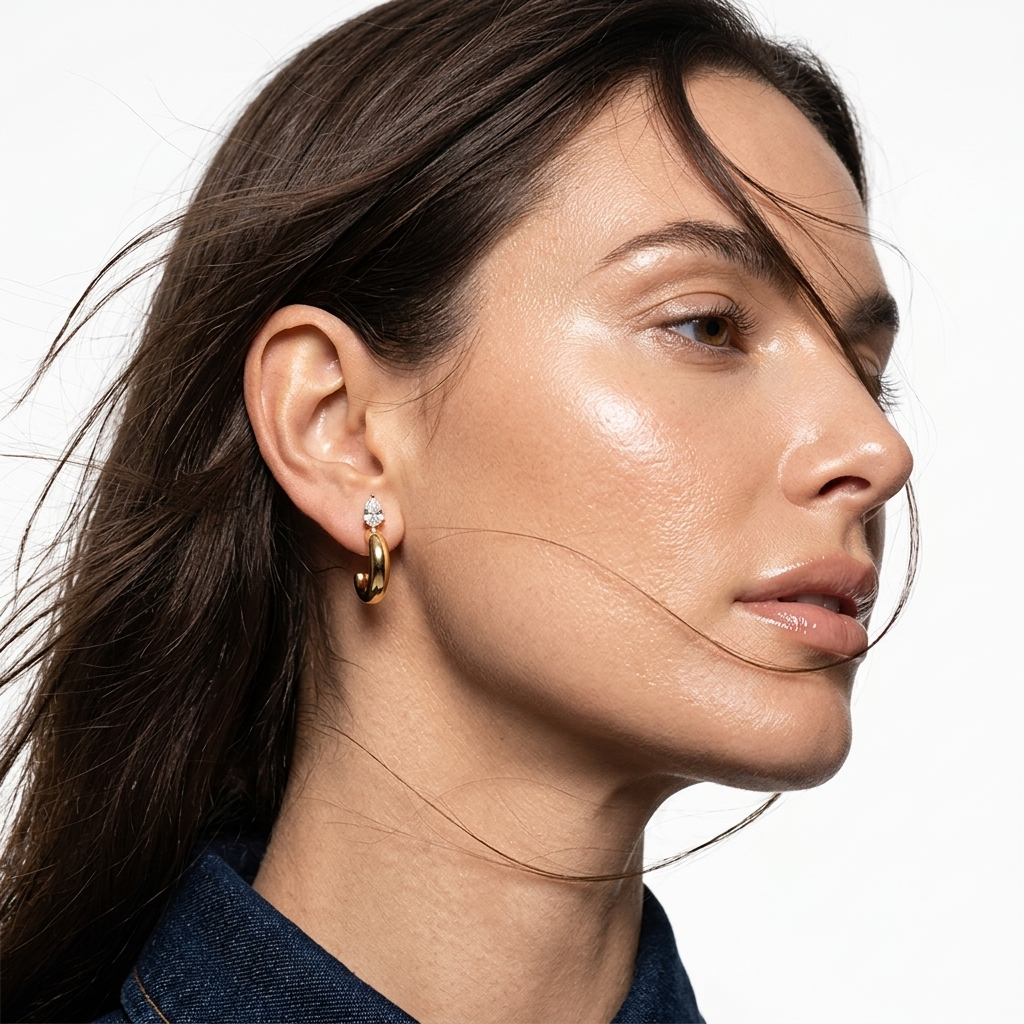 The Aurelia Pear-Cut Crystal & Chunky C-Hoop Earrings