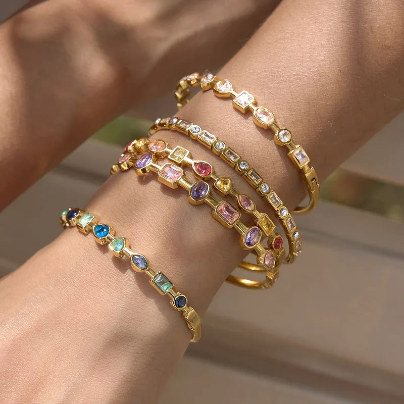 Riviera Candy-Toned Non-Tarnish Zircon Mosaic Cuff