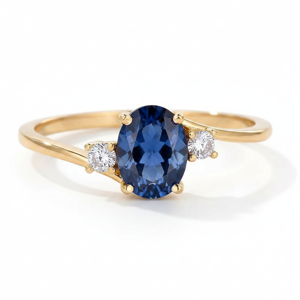 The Oceanique Petite Oval Three-Stone Ring