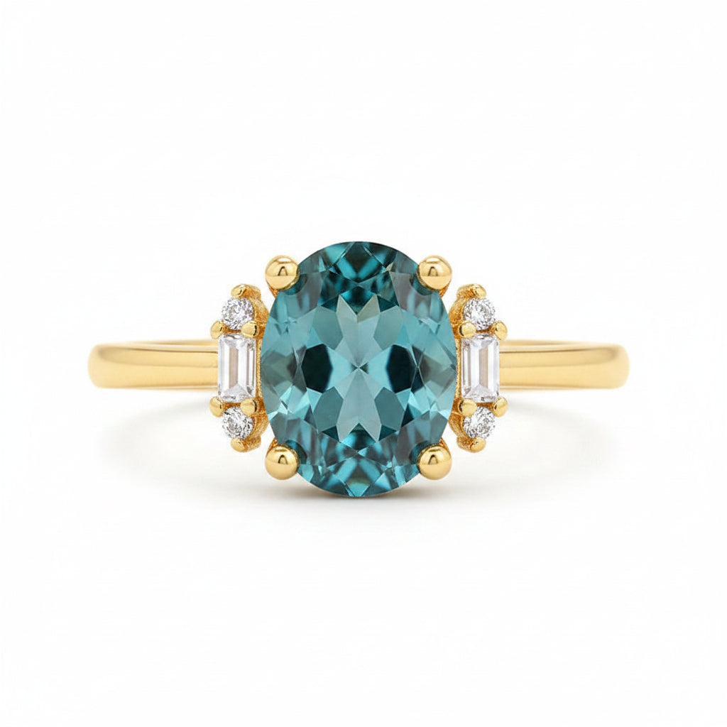 The Aurelia Ocean Teal Oval Statement Ring