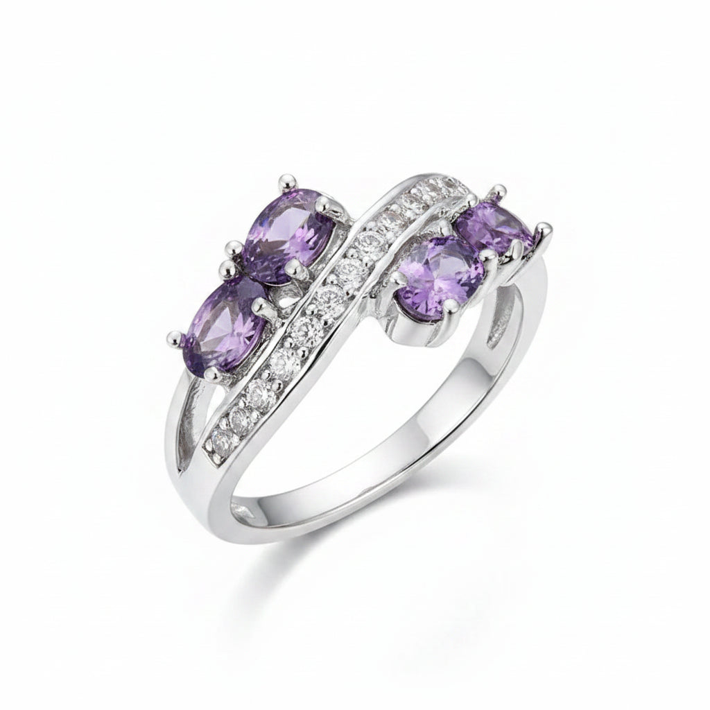 The Genevieve Floating Amethyst Cluster Ring