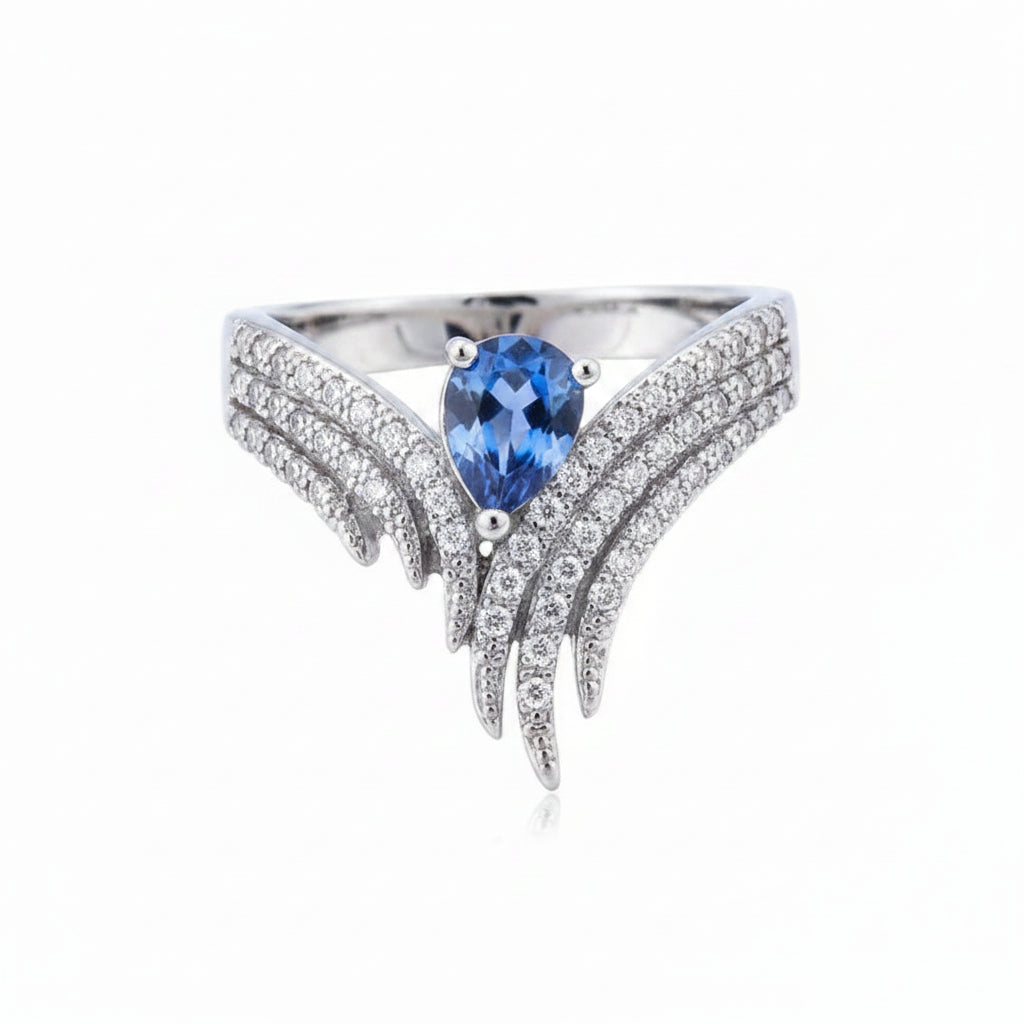 The Seraphina Pear-Cut Royal Chevron Ring