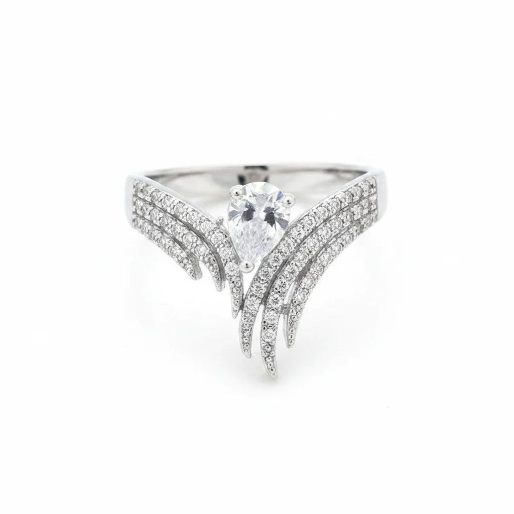 The Seraphina Pear-Cut Royal Chevron Ring