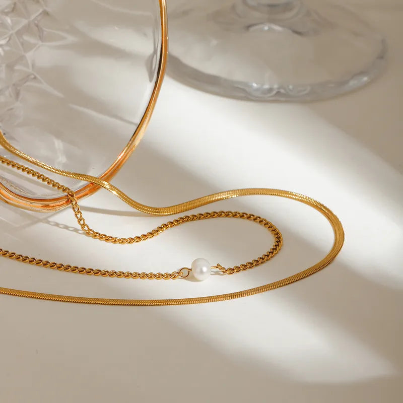 The Pearl Aurelia PVD Gold Layered Minimalist Chain Necklace