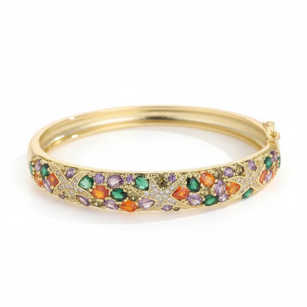 The Kaleidoscope Mosaic Bangle | Real Zircon Inlay