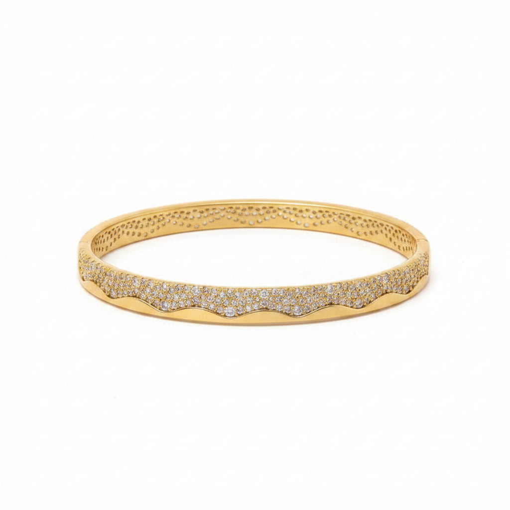 The Riviera Wavy Pavé Bangle | Premium Zircon