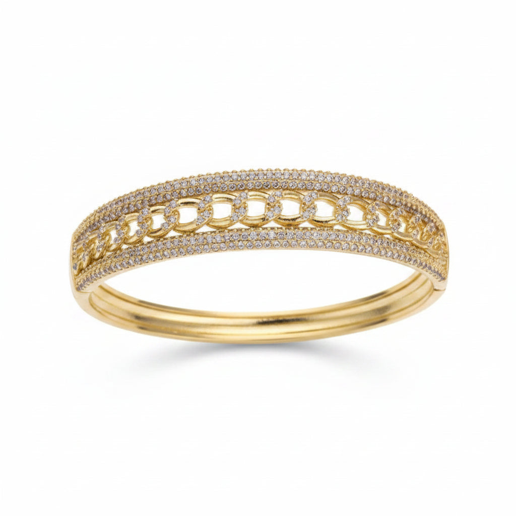 The Sovereign Iced Cuban Link Gold Bangle