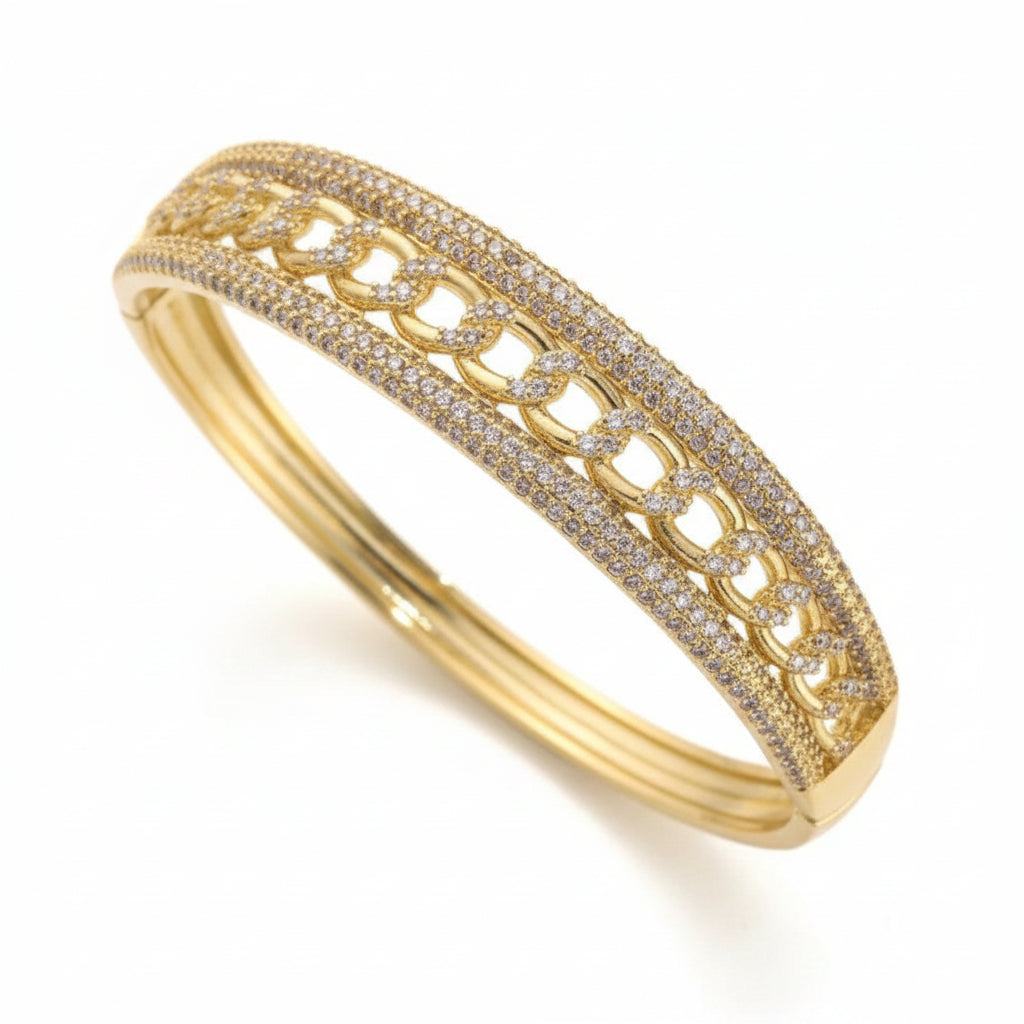 The Sovereign Iced Cuban Link Gold Bangle