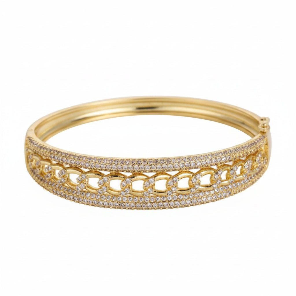 The Sovereign Iced Cuban Link Gold Bangle