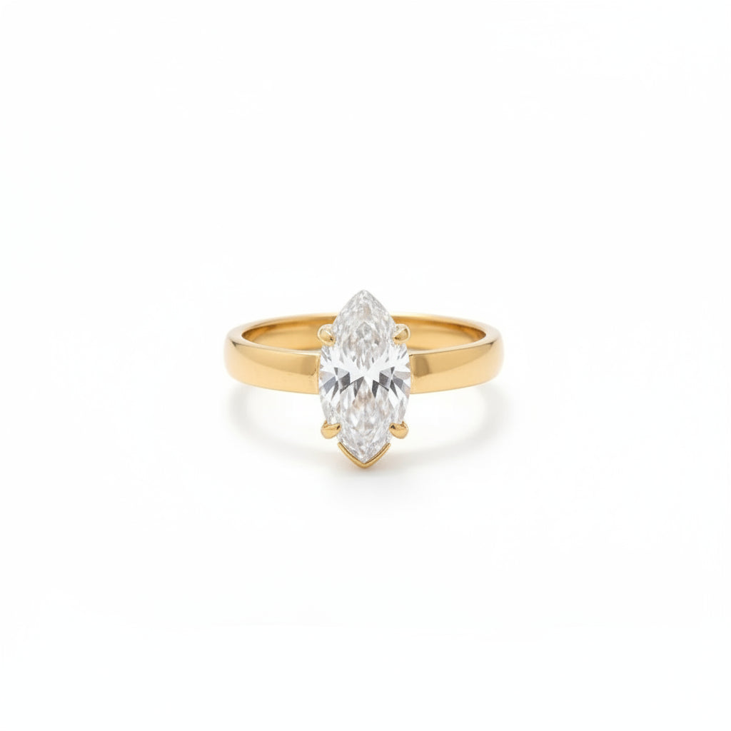 The Diana Gold PVD Coated Rectangular Black Onyx-Style Ring