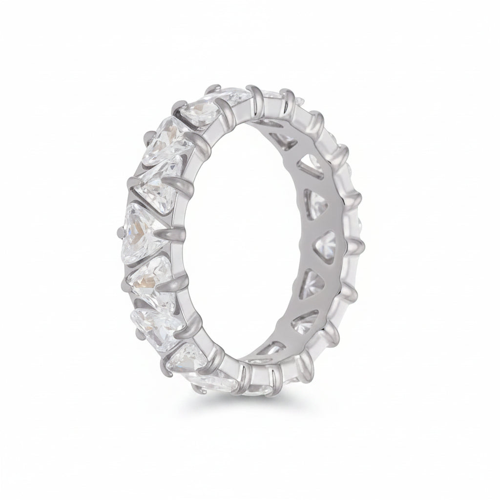 Tarnish-Free Stainless Steel Claw-Set Purple Zircon Statement Ring