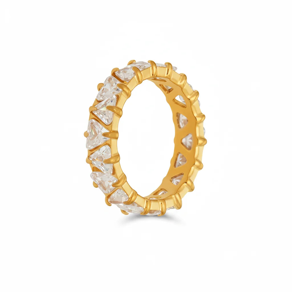 Stainless Steel Claw-Set Purple Zircon Statement Ring