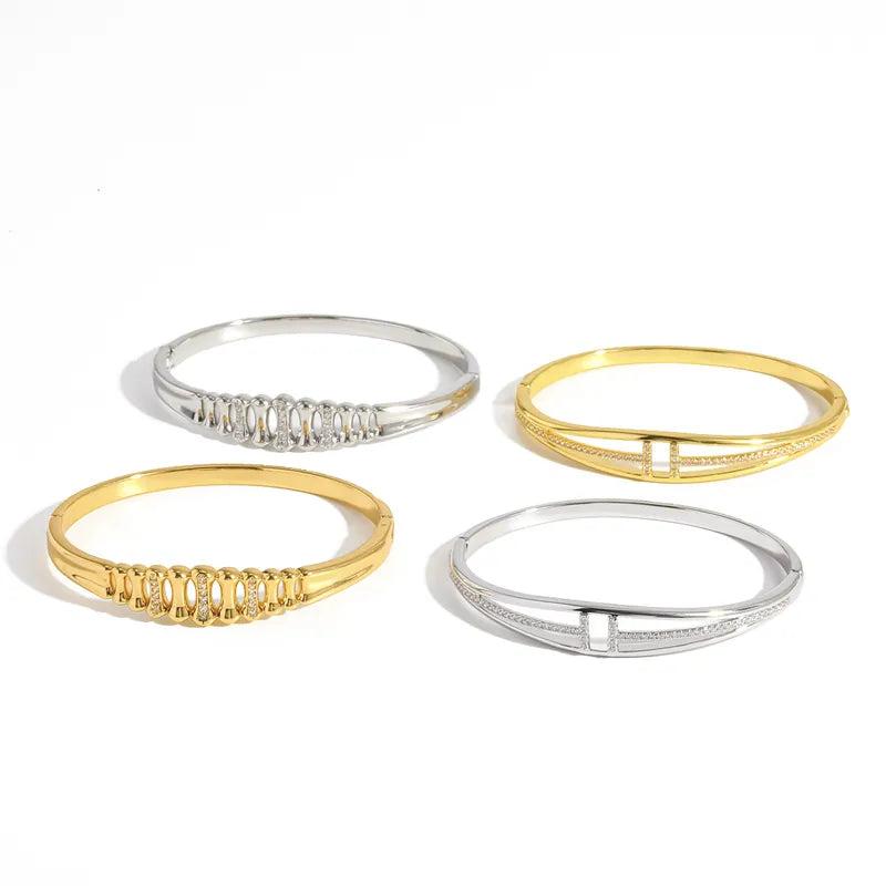 The Diana Fluted Geometric Zircon Bangle