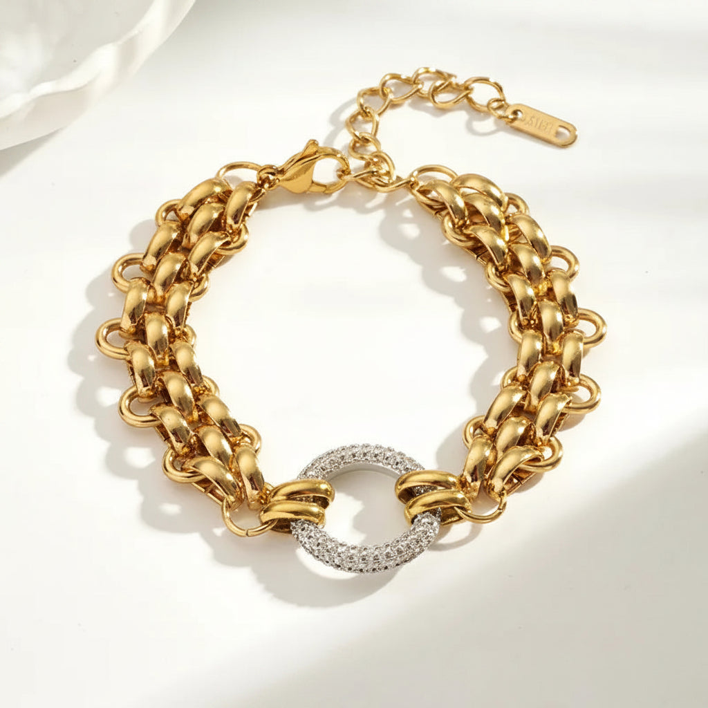 The Cleo Oval Link Statement Bracelet | 18K Gold PVD