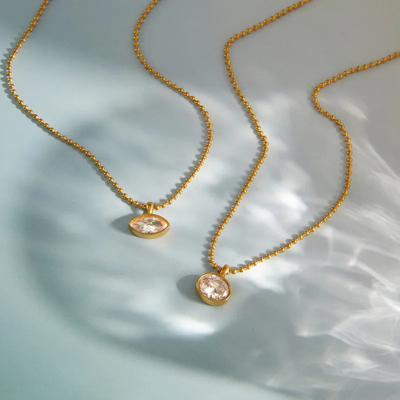 Tarnish-Free 18K Gold PVD Geometric Solitaire Choker