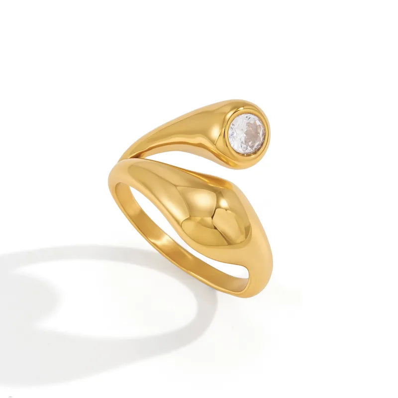The Cleo Waterproof 18K Gold Geometric Bypass Ring