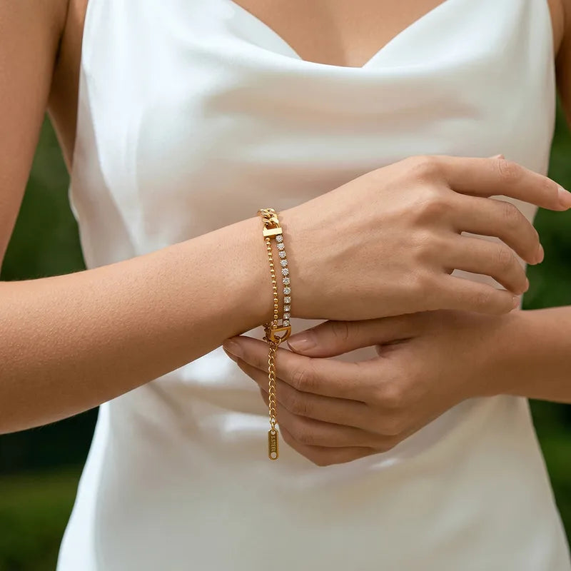 The Dua Hybrid Cuban & Tennis Chain Bracelet