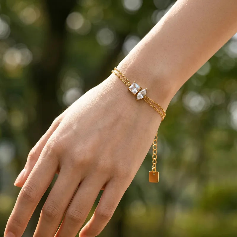 Aria Double Chain Geometric Bracelet