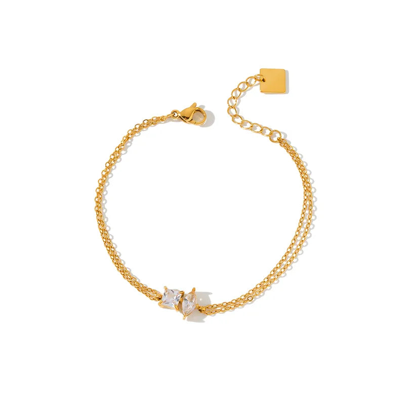 Aria Double Chain Geometric Bracelet