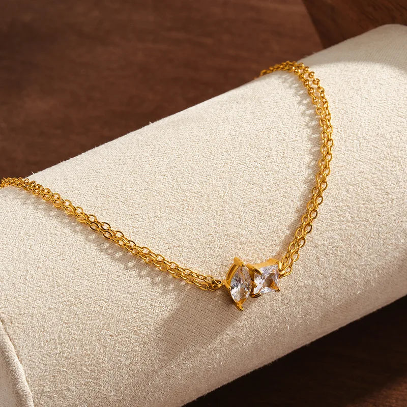 Aria Double Chain Geometric Bracelet