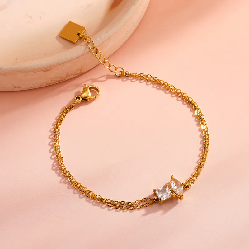 Aria Double Chain Geometric Bracelet