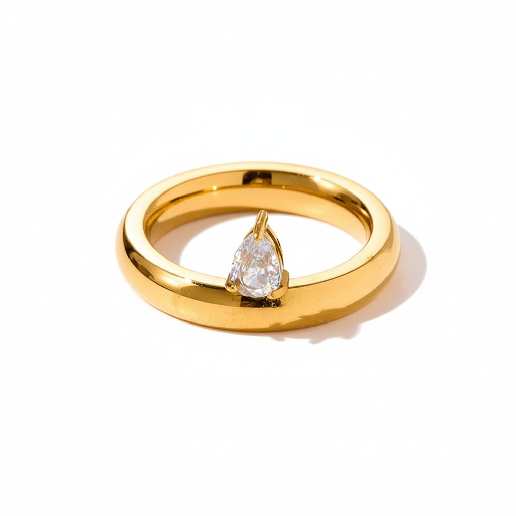 The Aura Waterproof 18K Gold Plated Zircon Geometric Stacking Ring