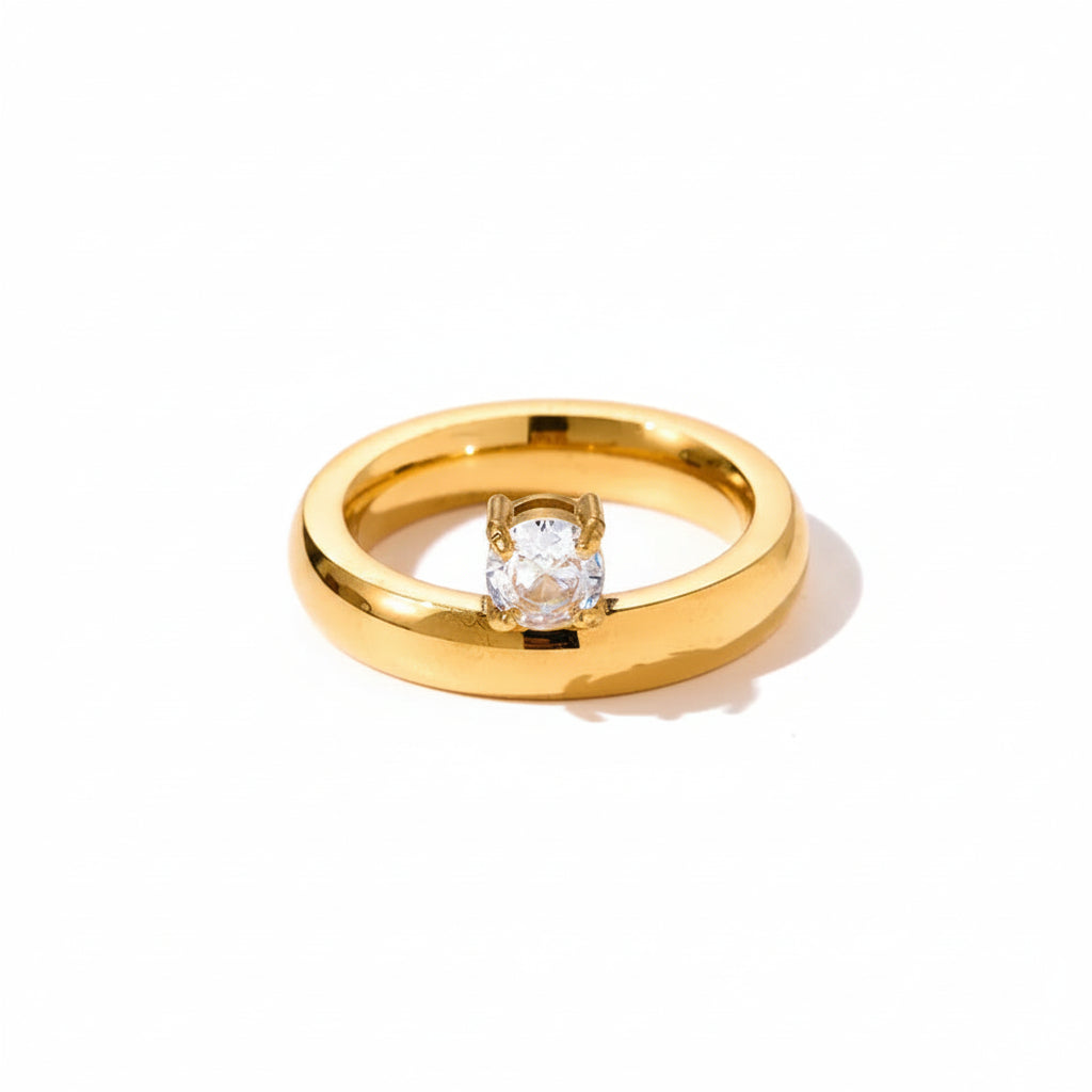 The Aura Waterproof 18K Gold Plated Zircon Geometric Stacking Ring