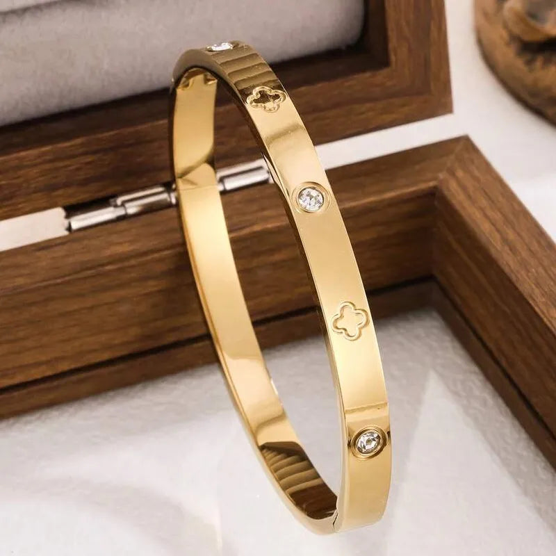 The Aura Zircon Bangle | 18K Gold Plated Stackable Set of 5