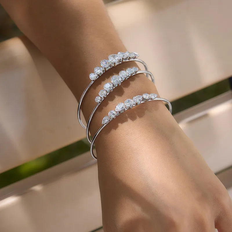 Abstract Shimmering Crystal Heart-Shape Non-Tarnish Cuff