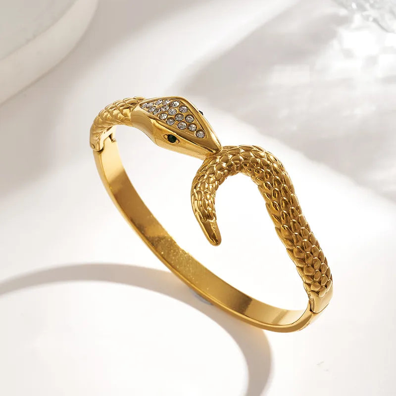The Sovereign Serpent Bangle | 18K Gold PVD