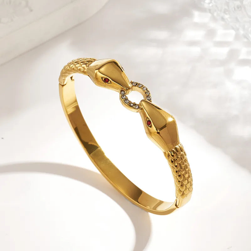 The Eternal Duel Serpent Bangle | 18K Gold PVD