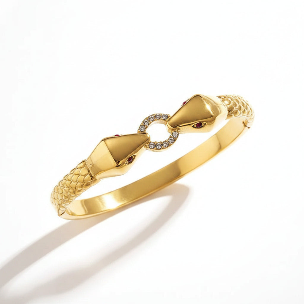 The Eternal Duel Serpent Bangle | 18K Gold PVD