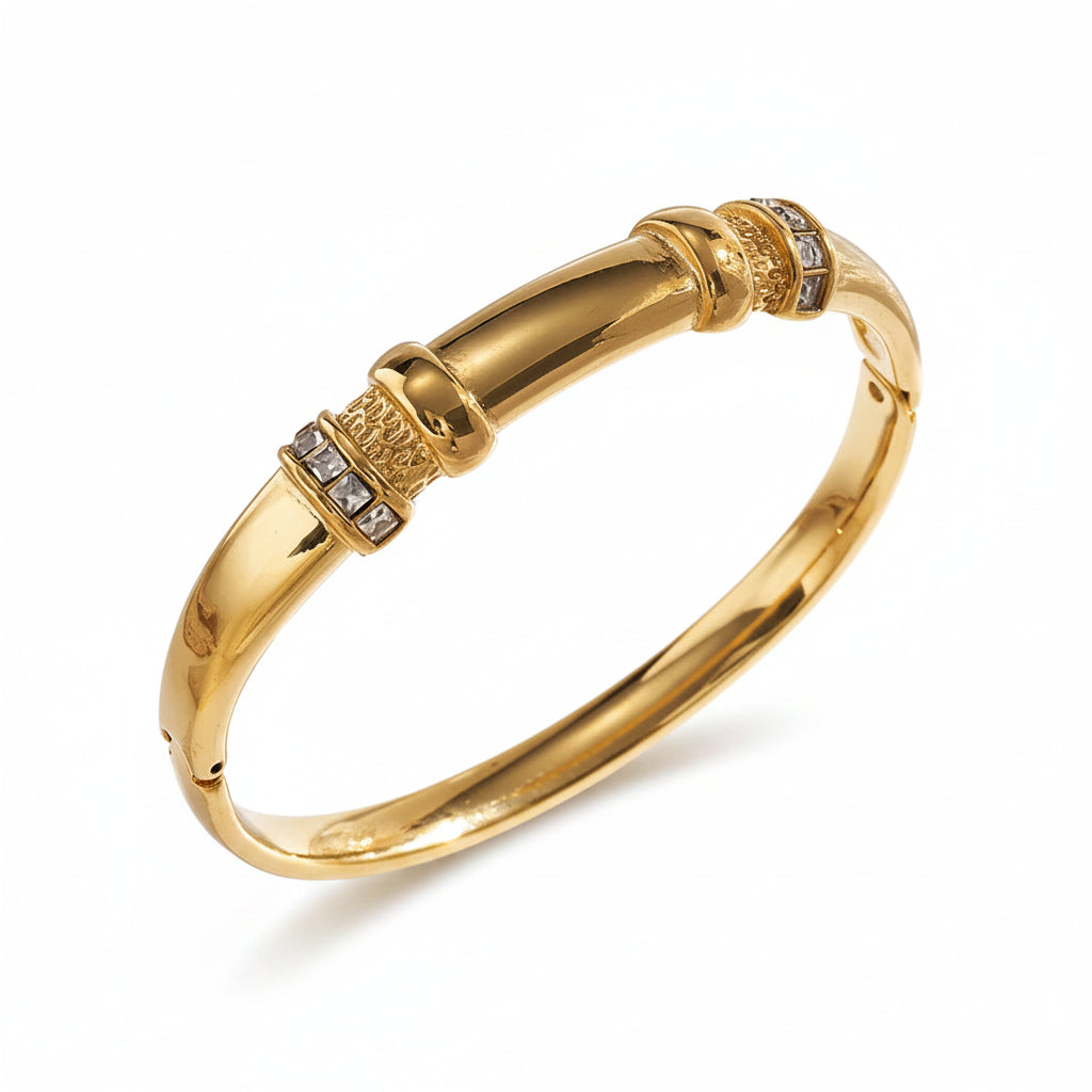 The Athena Column & Droplet Bangle | 18K Gold PVD