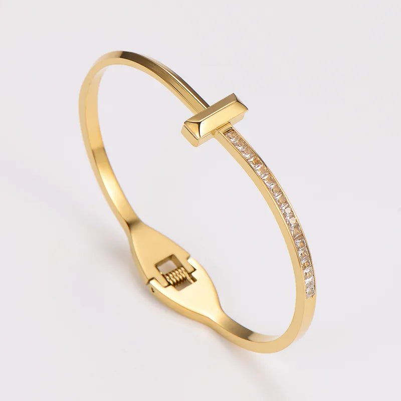 The Avenue Non-Tarnish Hexagon Statement Bangle