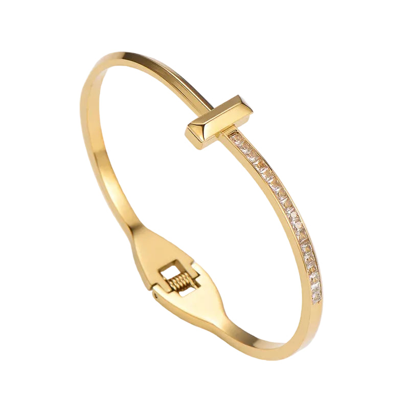 The Avenue Non-Tarnish Hexagon Statement Bangle