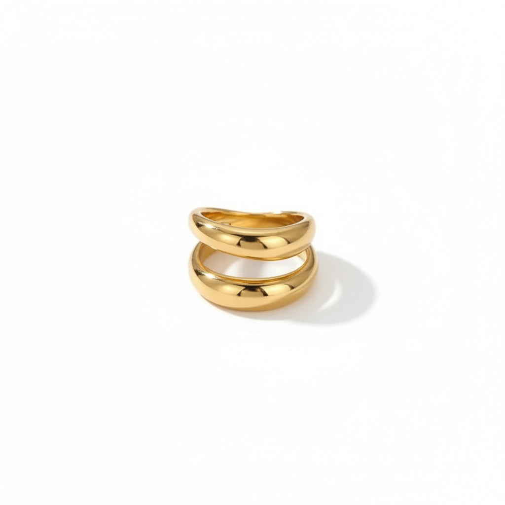 The Aurelia Waterproof 18K Gold Multi-Layer Crossover Ring