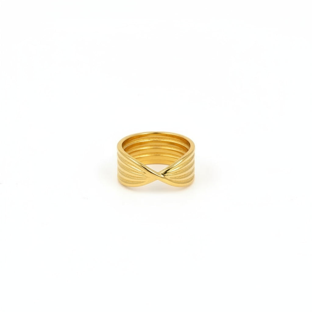 The Aurelia Waterproof 18K Gold Multi-Layer Crossover Ring