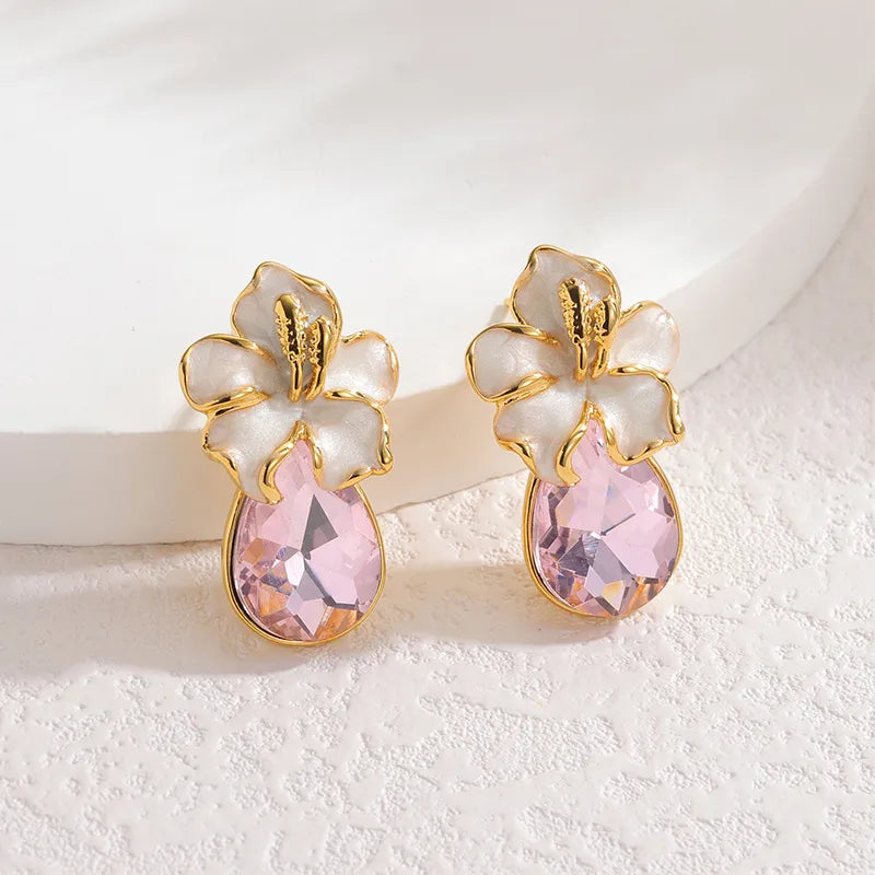 Tarnish-Free Irregular Water-Drop Pink Zircon Statement Drops