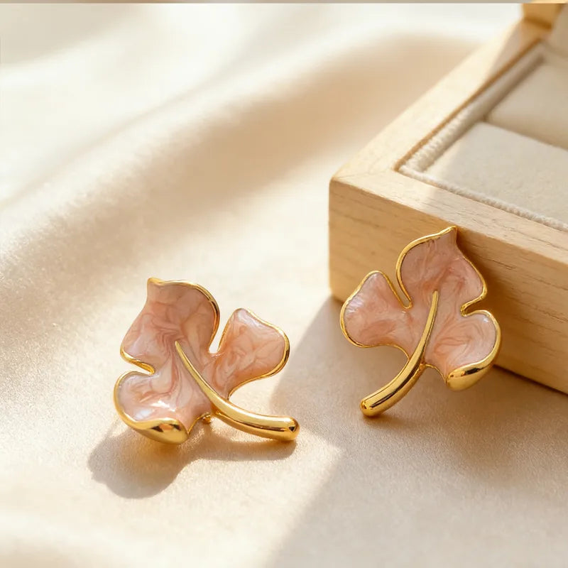 Tarnish-Free Stainless Steel Pastel Enamel Maple Leaf Earrings