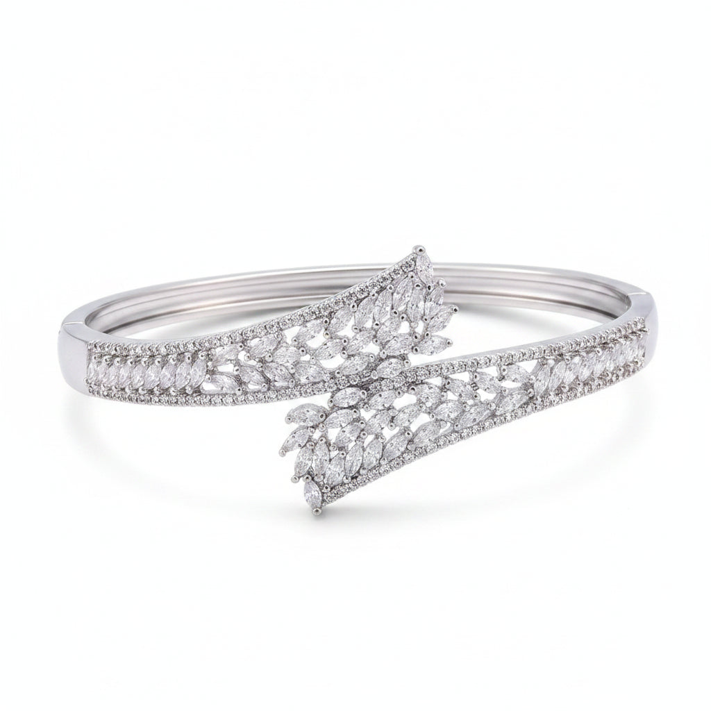 Sylvia Floating Crystal Leaf Cluster Statement Cuff