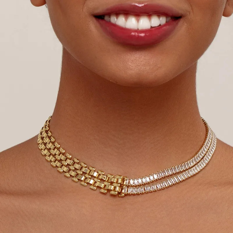 The Verse PVD Gold Stitching Statement Choker