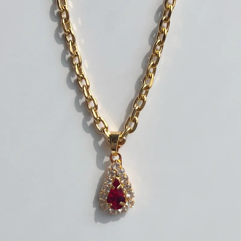 The Diana Vintage Emerald & Ruby Teardrop Pendant