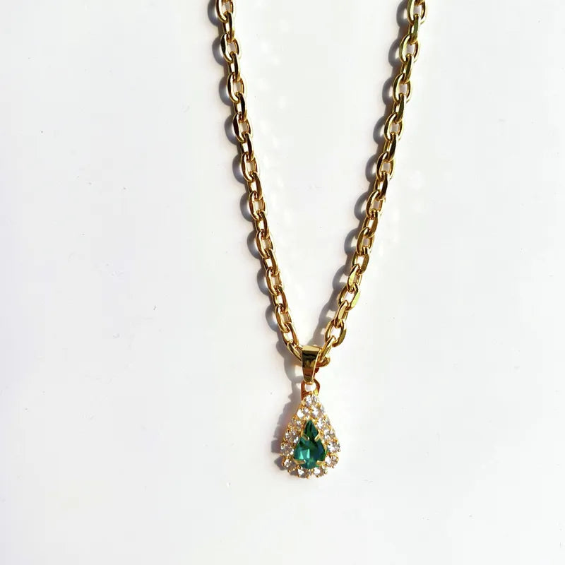 The Diana Vintage Emerald & Ruby Teardrop Pendant