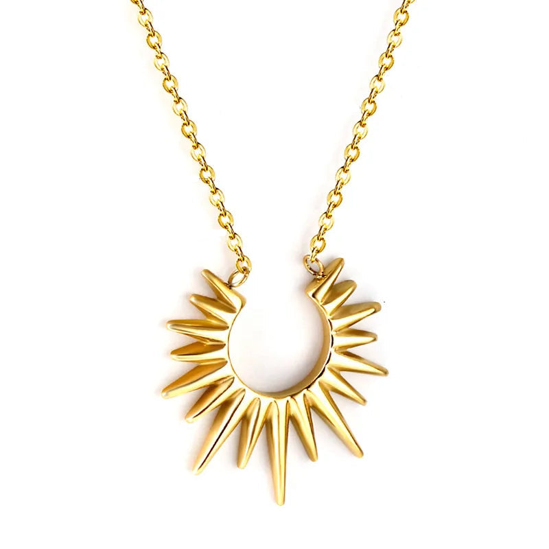 The Soleil Geometric Sunburst Statement Necklace